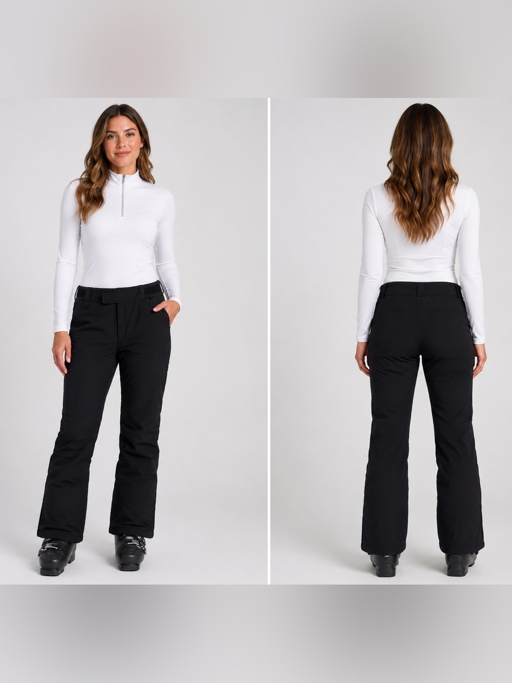 Women’s Black Bootcut Snow Pants With Stirrups Size 12 Twelve Regular
